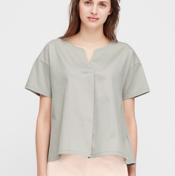 NWT Uniqlo Mercerized Cotton Skipper Collar Short Sleeve Tee , small - Picture 1 of 2